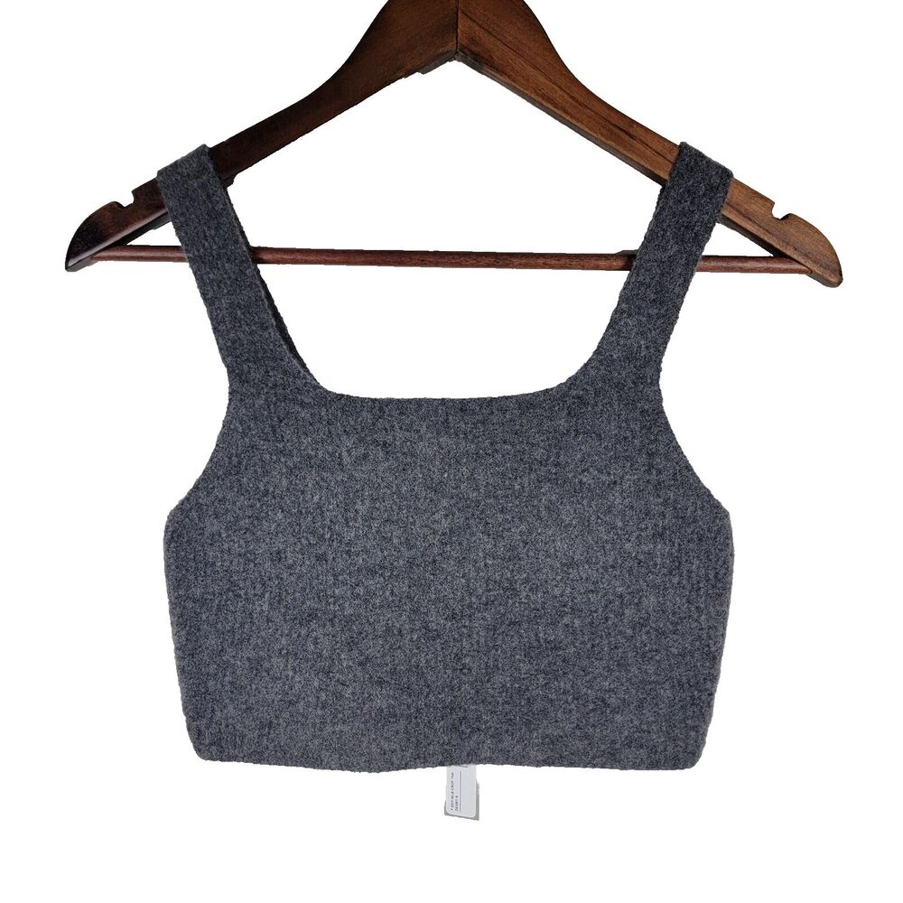 Everlane Women's Small The Cozy Stretch Crop Tank Top Dark Gray NWT